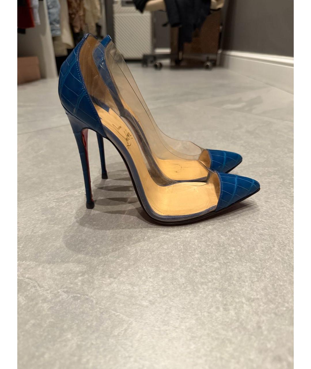 CHRISTIAN LOUBOUTIN Синие туфли из кожи крокодила, фото 6