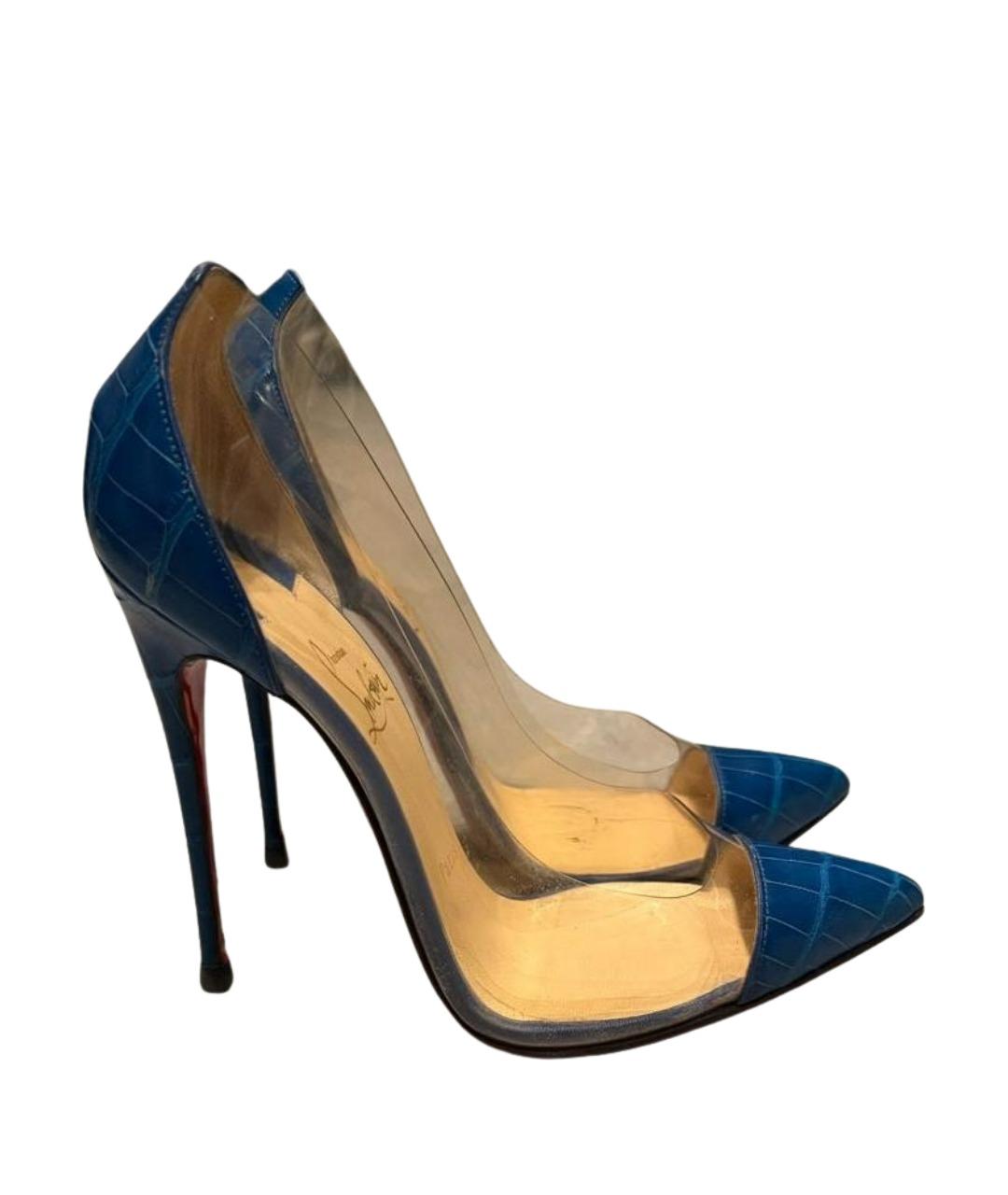 CHRISTIAN LOUBOUTIN Синие туфли из кожи крокодила, фото 1