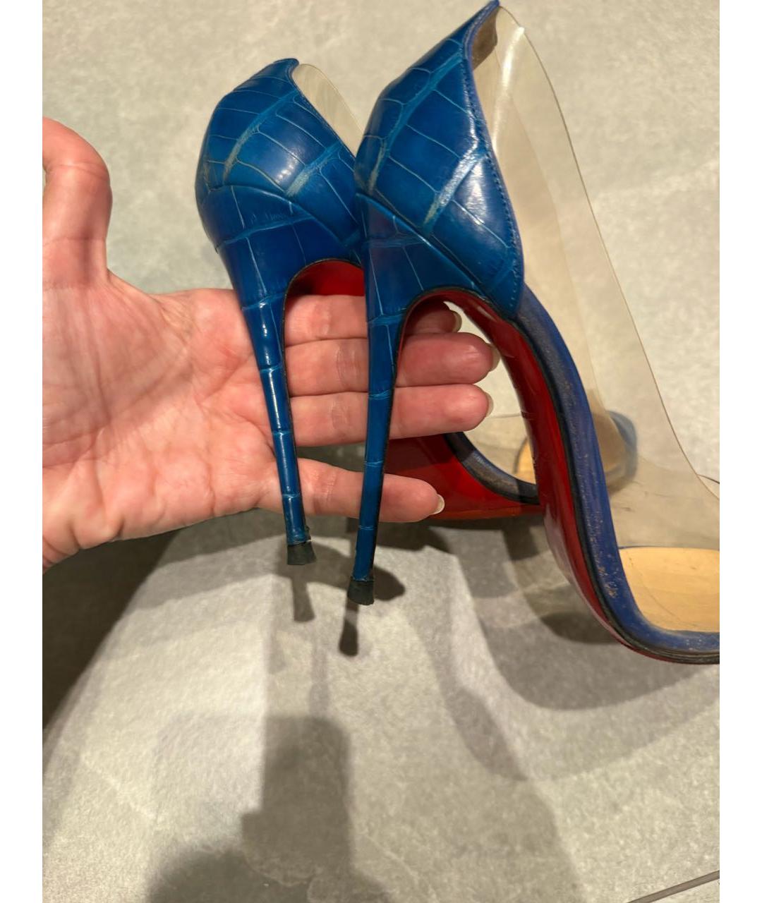 CHRISTIAN LOUBOUTIN Синие туфли из кожи крокодила, фото 4