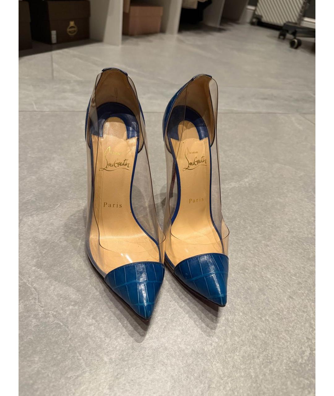 CHRISTIAN LOUBOUTIN Синие туфли из кожи крокодила, фото 2