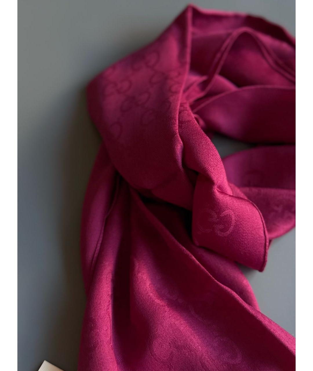 GUCCI Фуксия шерстяной шарф, фото 2