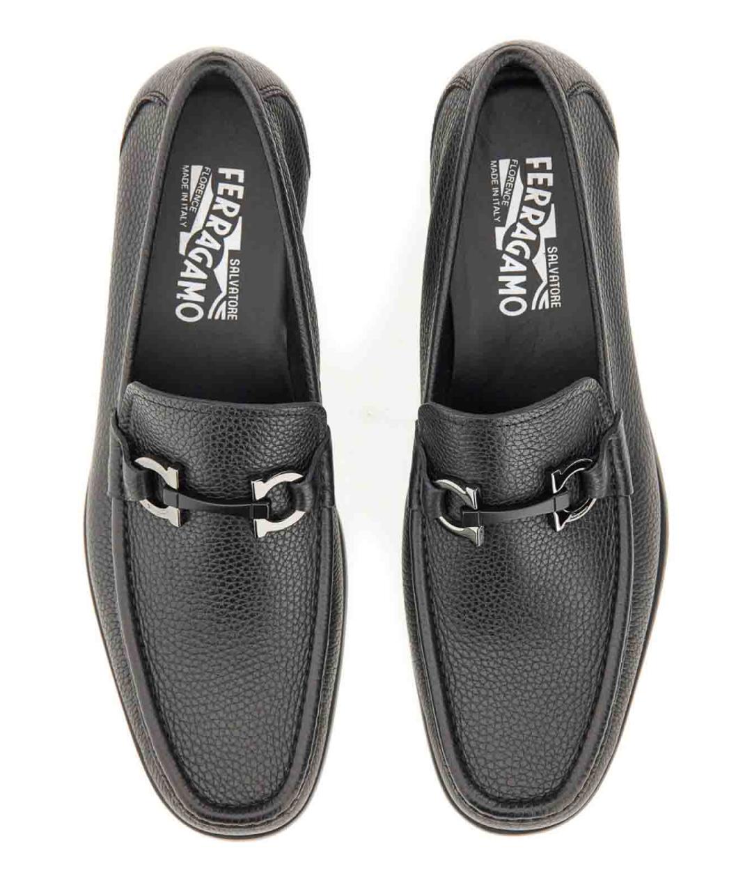 FERRAGAMO Черные кожаные лоферы, фото 3