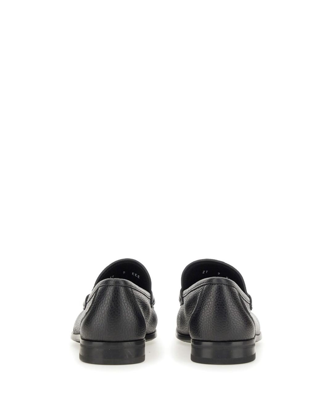 FERRAGAMO Черные кожаные лоферы, фото 4