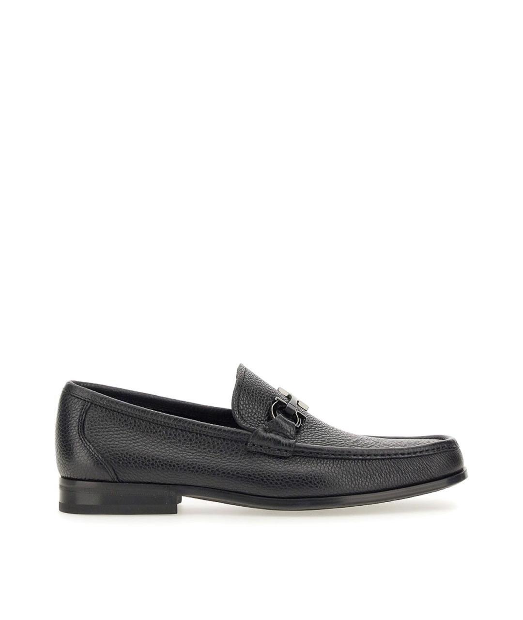 FERRAGAMO Черные кожаные лоферы, фото 1