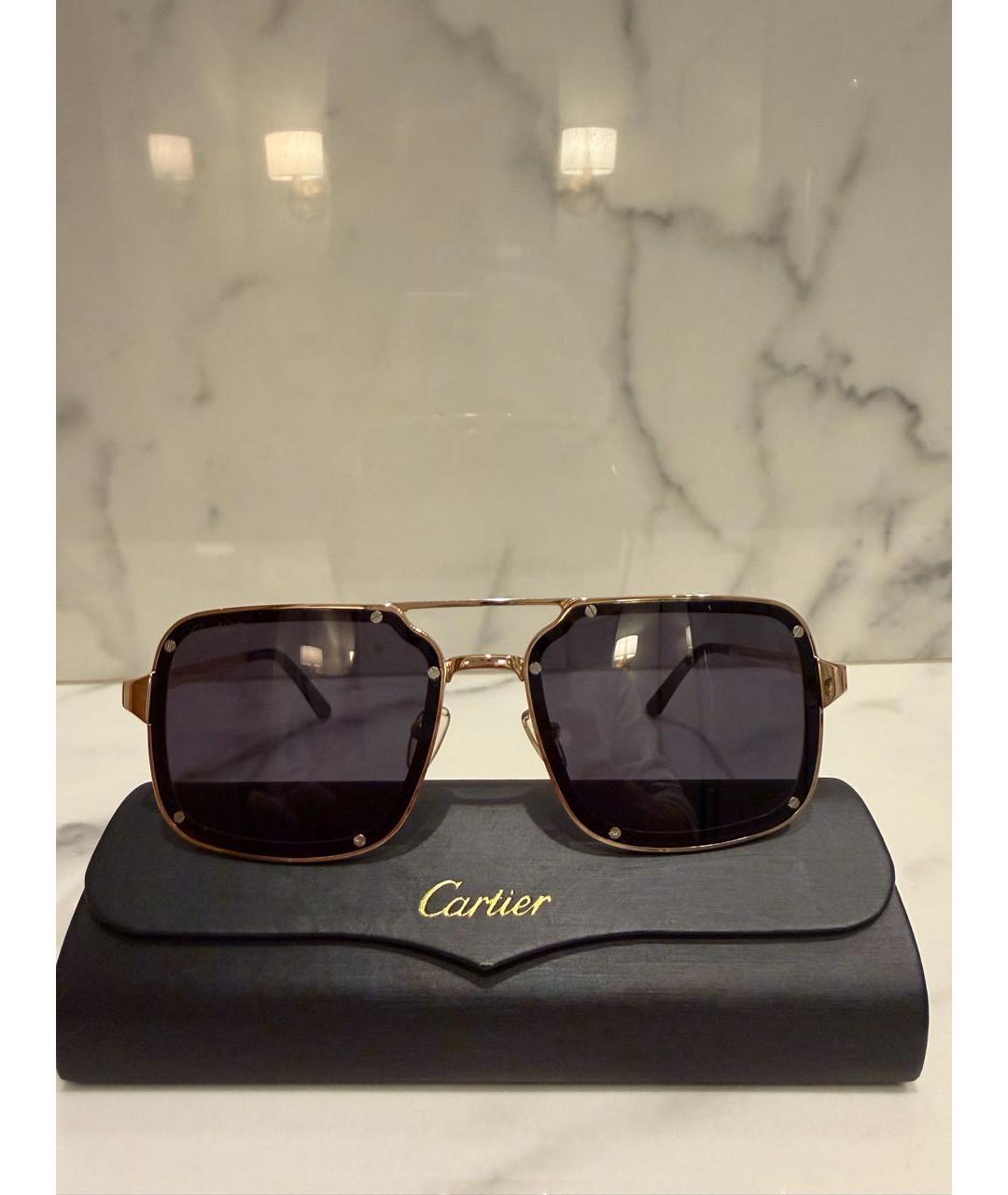 CARTIER Золотые металлические солнцезащитные очки, фото 3