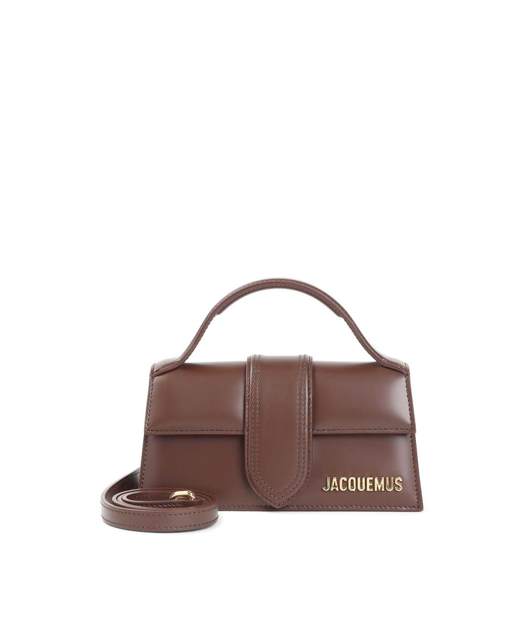 JACQUEMUS Коричневая кожаная сумка с короткими ручками, фото 1