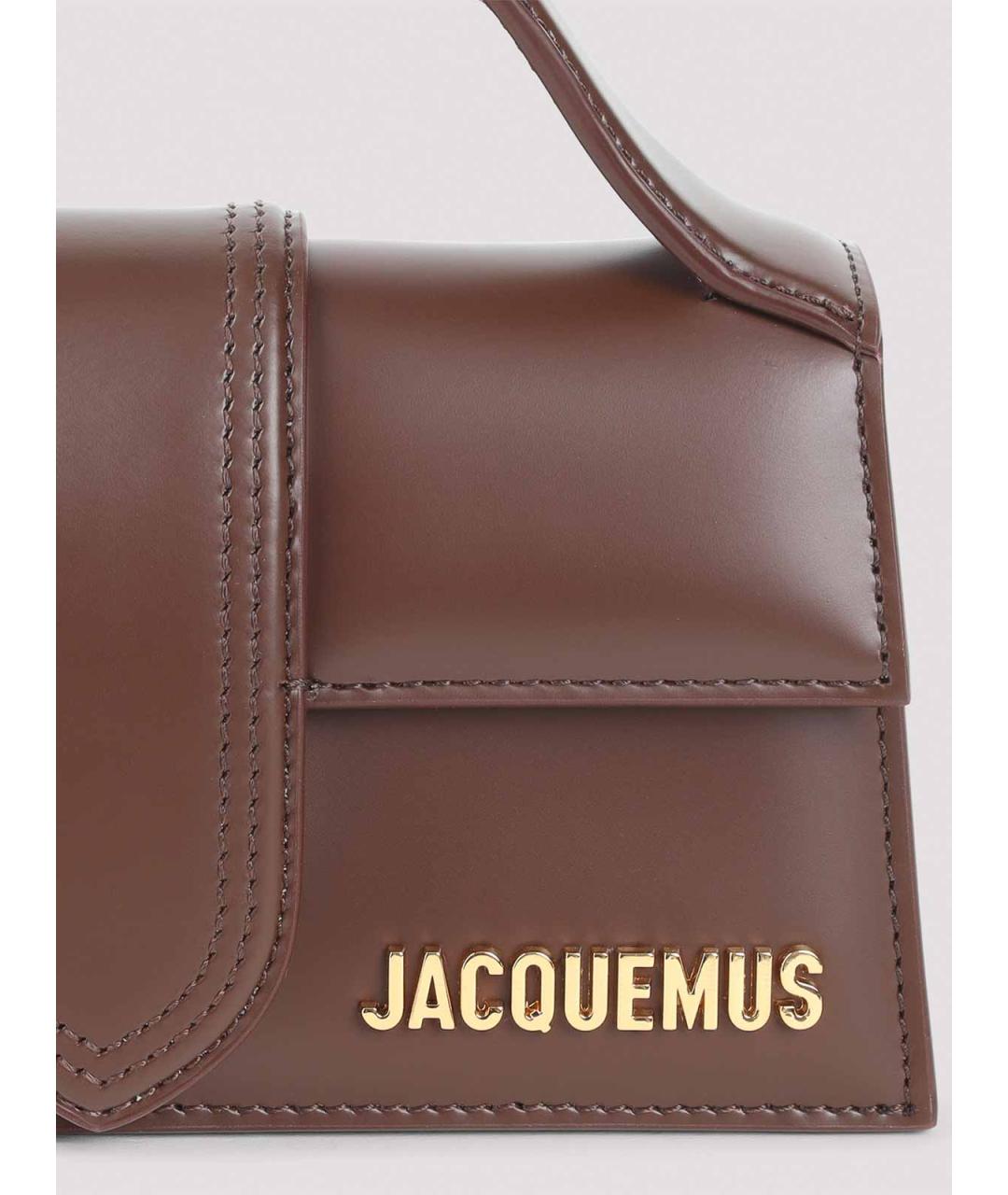 JACQUEMUS Коричневая кожаная сумка с короткими ручками, фото 3