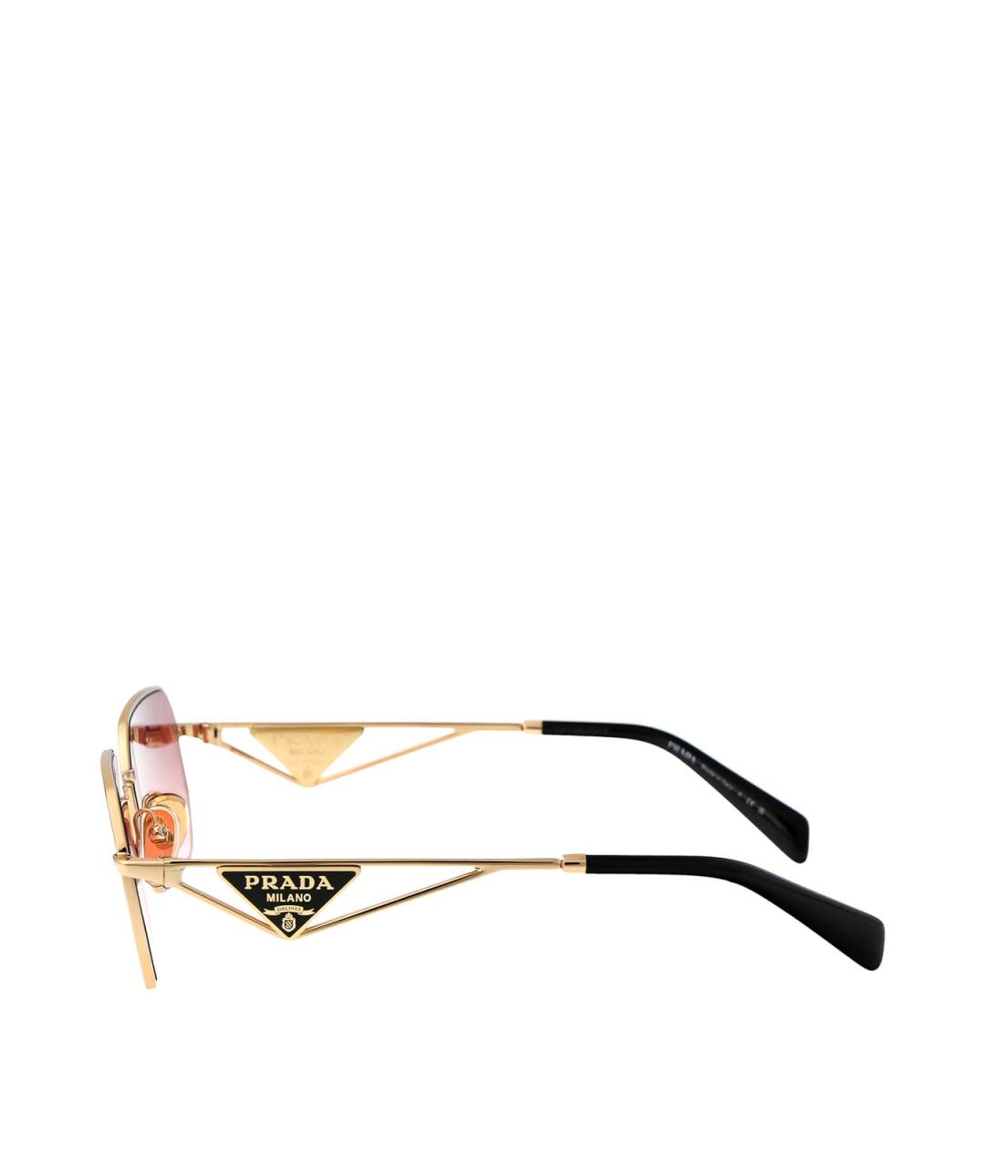 PRADA Золотые металлические солнцезащитные очки, фото 3
