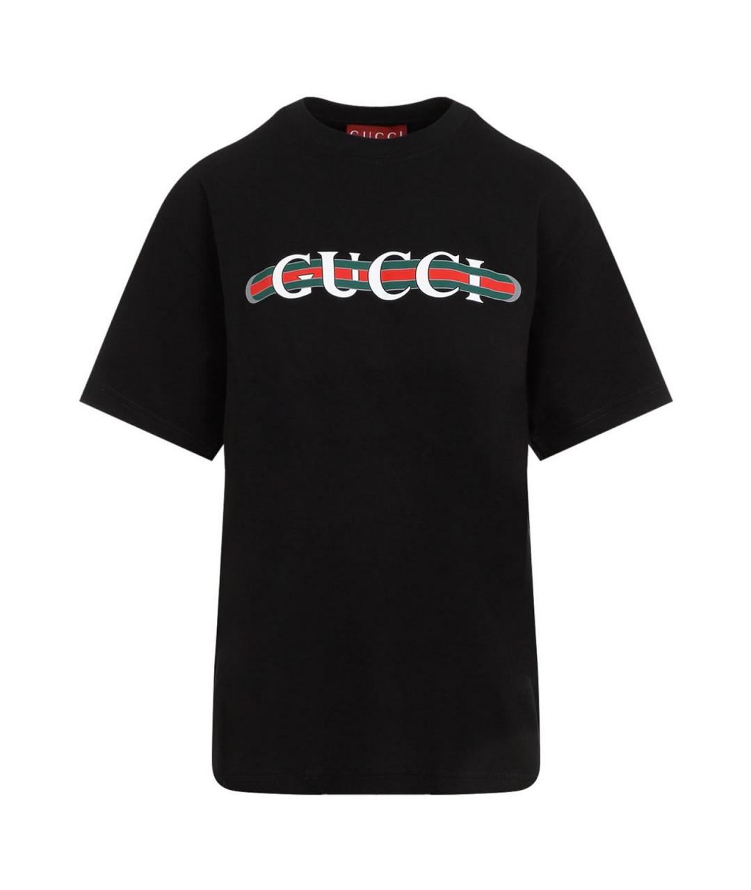 GUCCI Черная хлопковая футболка, фото 1