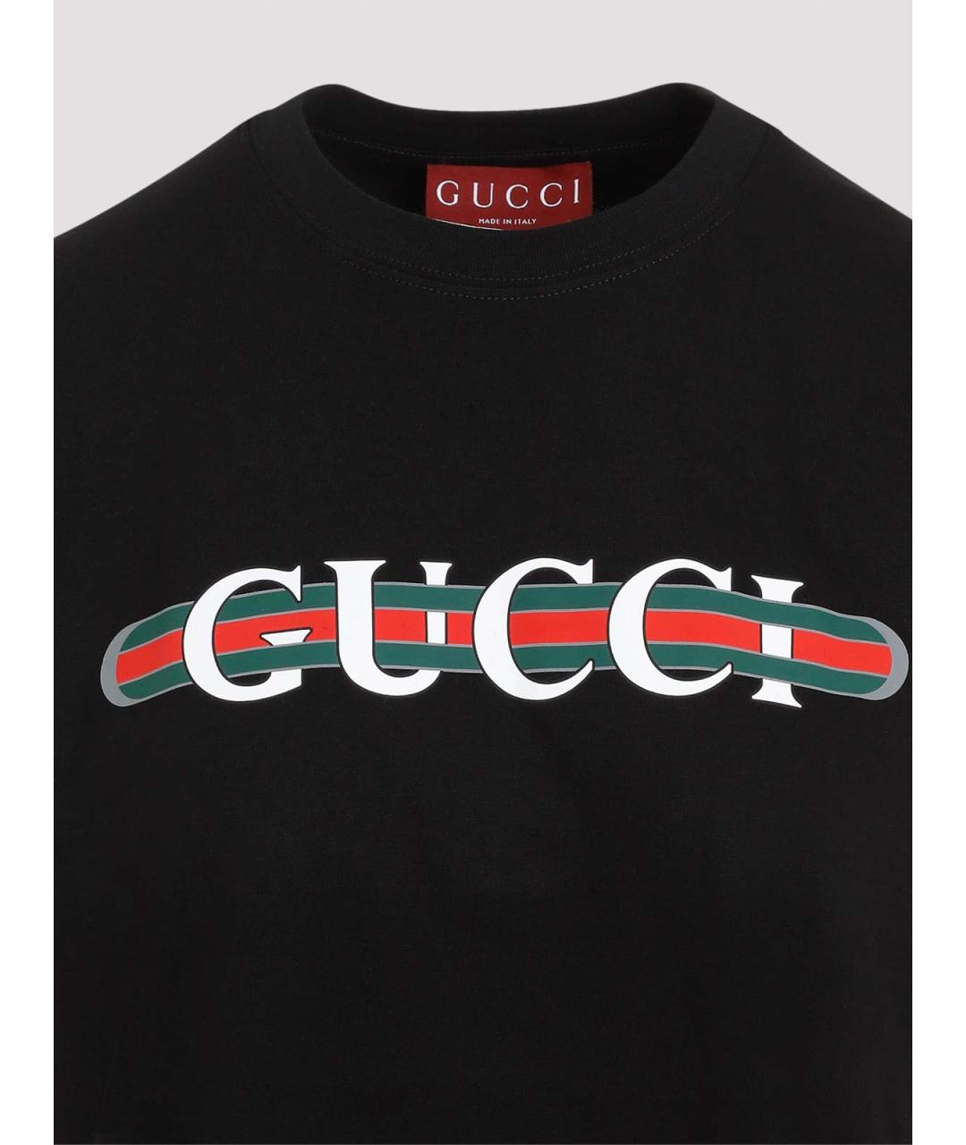 GUCCI Черная хлопковая футболка, фото 3