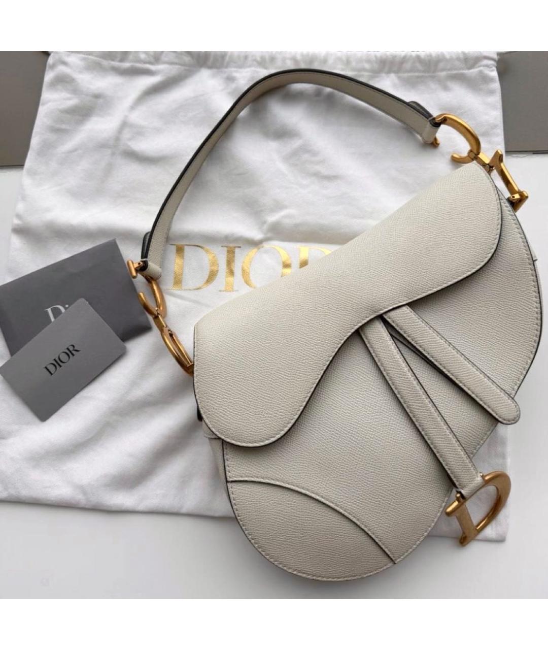 CHRISTIAN DIOR Бежевая кожаная сумка с короткими ручками, фото 8