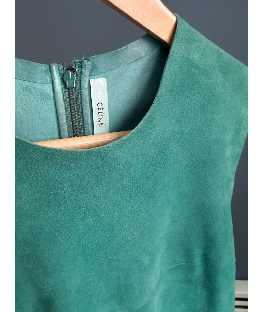 CELINE Зеленое кожаное коктейльное платье, фото 4