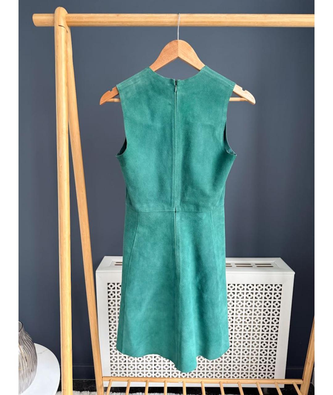 CELINE Зеленое кожаное коктейльное платье, фото 2