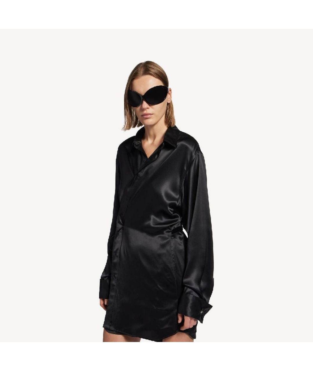 BALENCIAGA Черное шелковое повседневное платье, фото 6