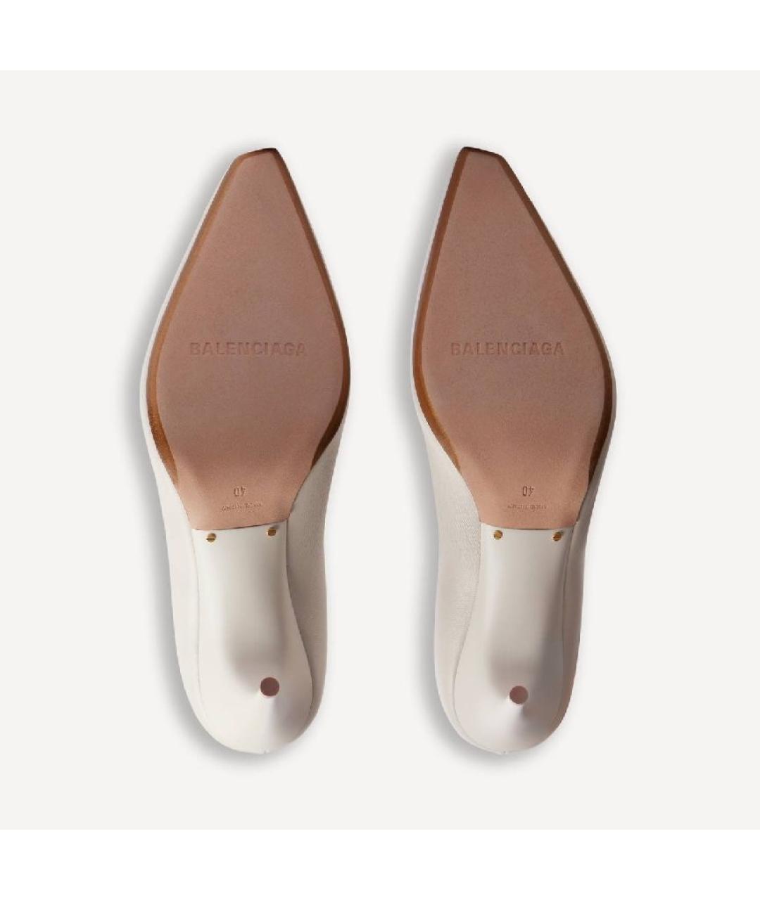 BALENCIAGA Белые кожаные туфли, фото 5