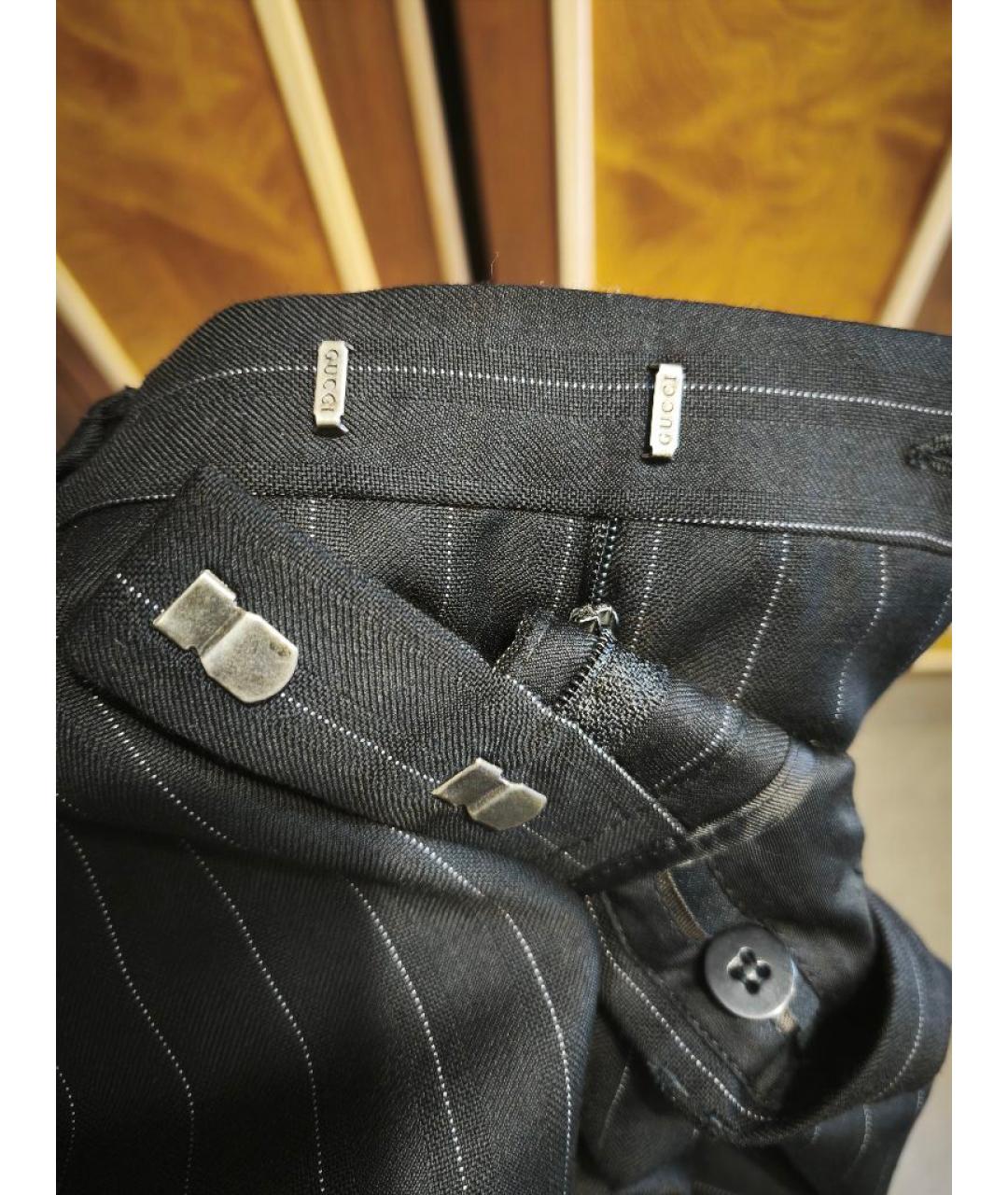 GUCCI Черные шерстяные классические брюки, фото 4