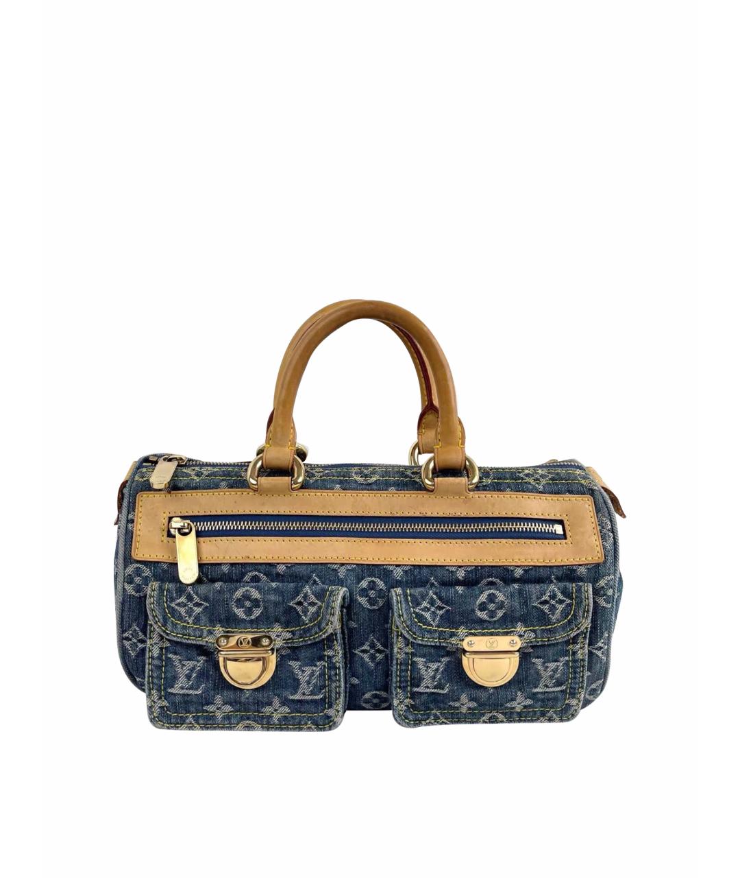 LOUIS VUITTON Голубая кожаная сумка с короткими ручками, фото 1
