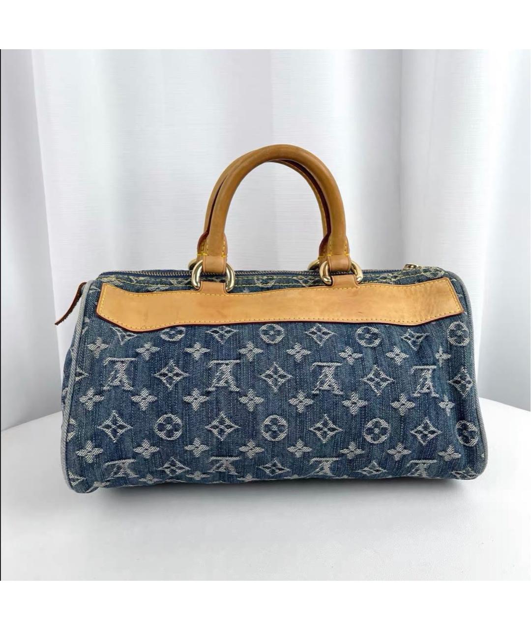 LOUIS VUITTON Голубая кожаная сумка с короткими ручками, фото 2