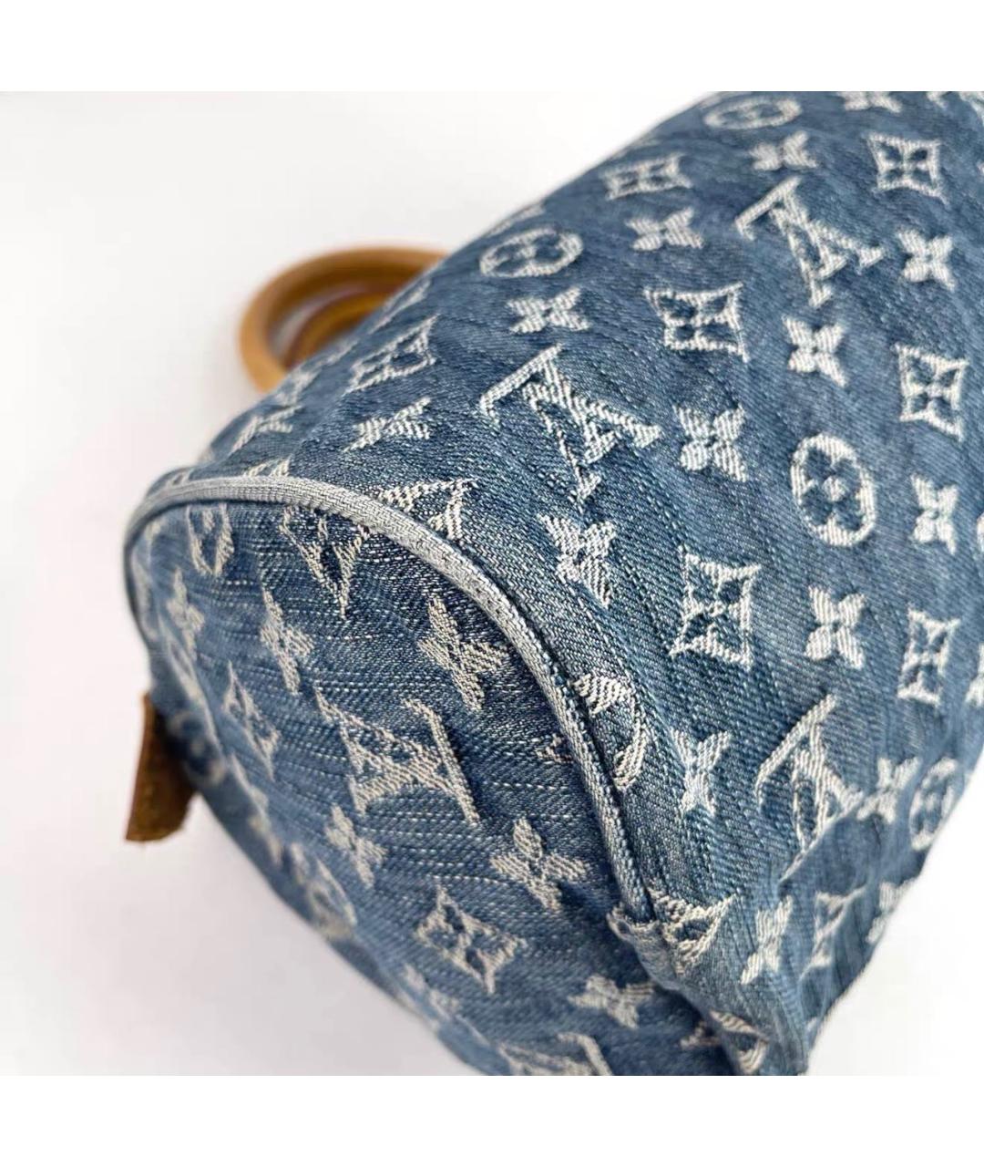 LOUIS VUITTON Голубая кожаная сумка с короткими ручками, фото 6