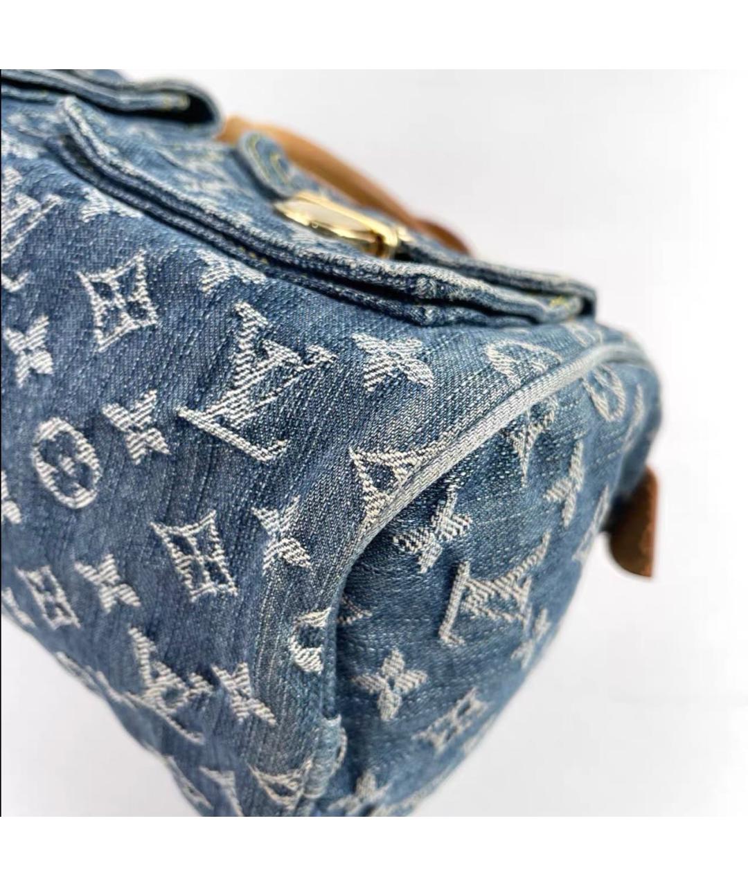 LOUIS VUITTON Голубая кожаная сумка с короткими ручками, фото 5