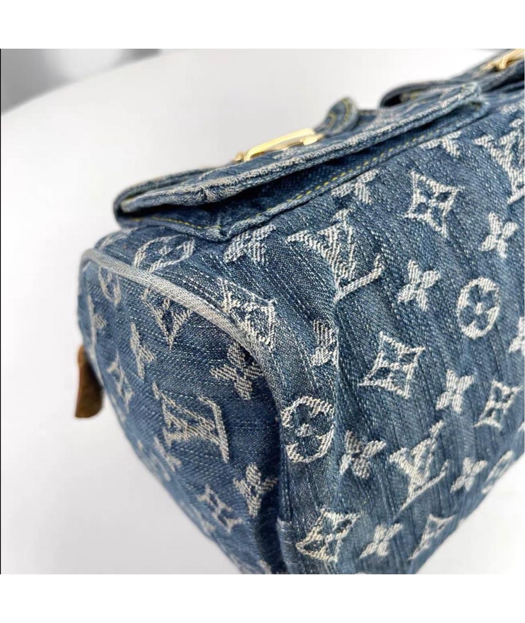 LOUIS VUITTON Голубая кожаная сумка с короткими ручками, фото 4