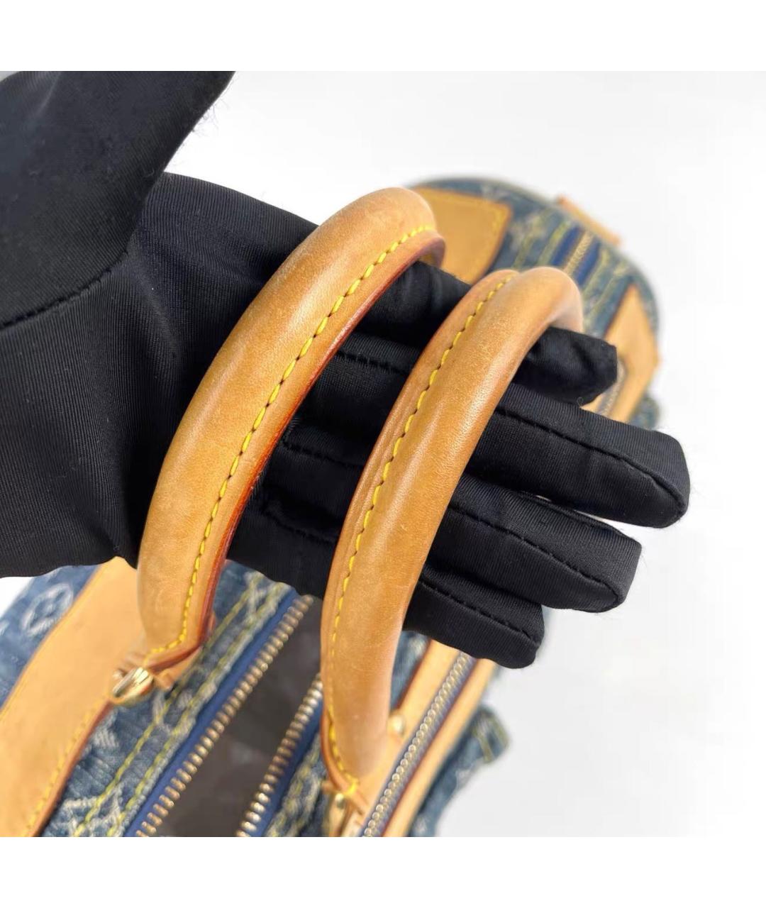 LOUIS VUITTON Голубая кожаная сумка с короткими ручками, фото 8