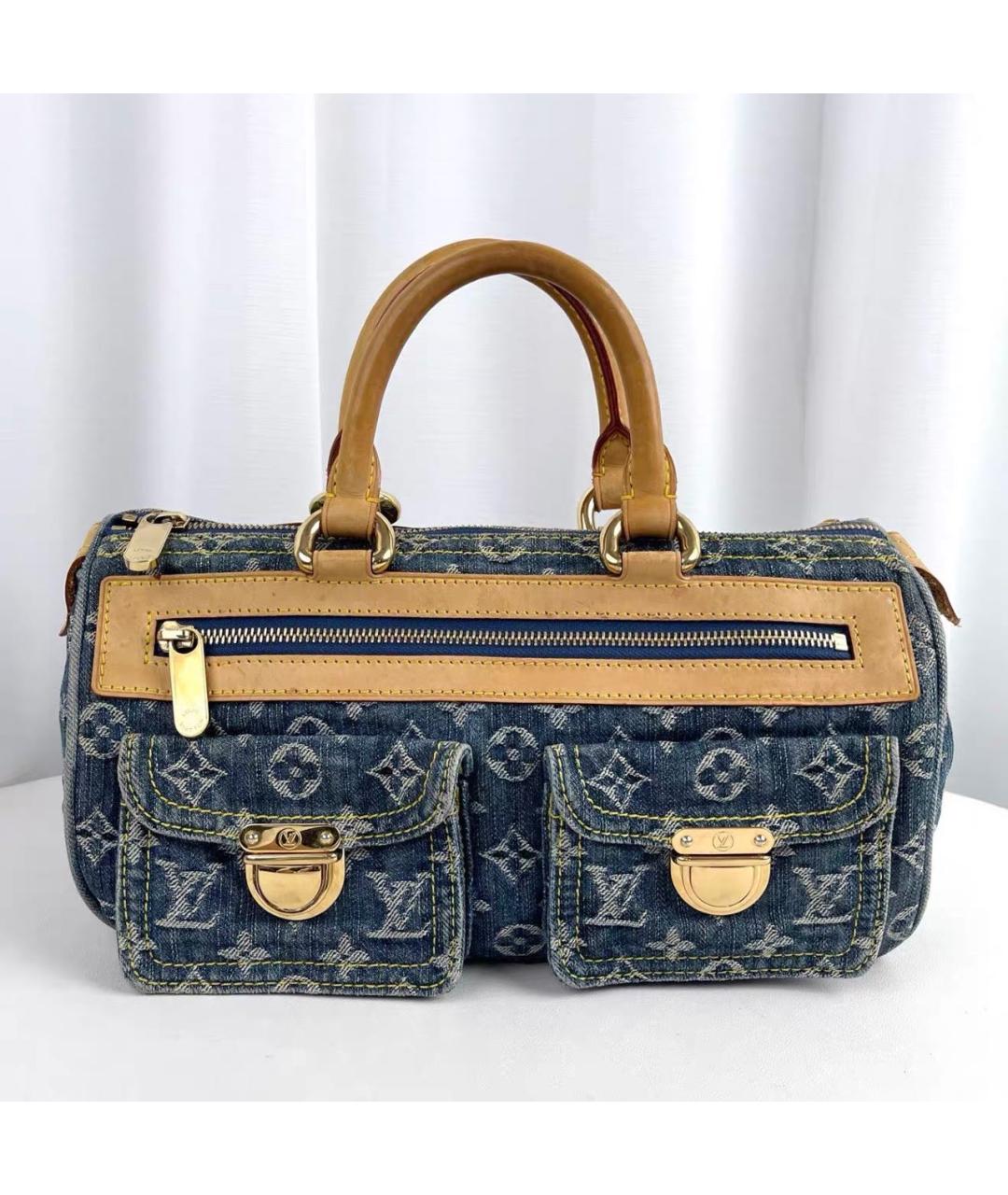 LOUIS VUITTON Голубая кожаная сумка с короткими ручками, фото 9