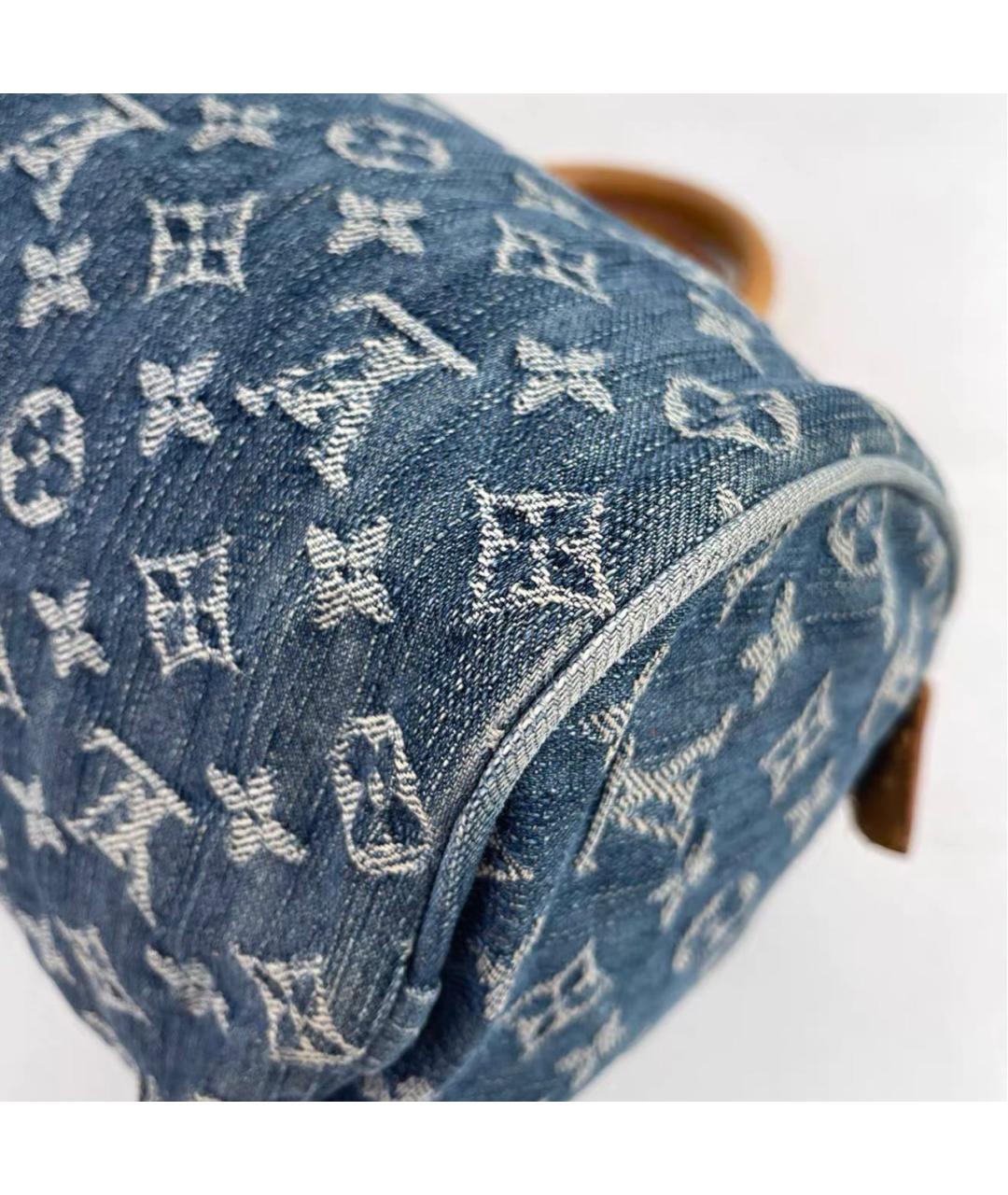 LOUIS VUITTON Голубая кожаная сумка с короткими ручками, фото 7