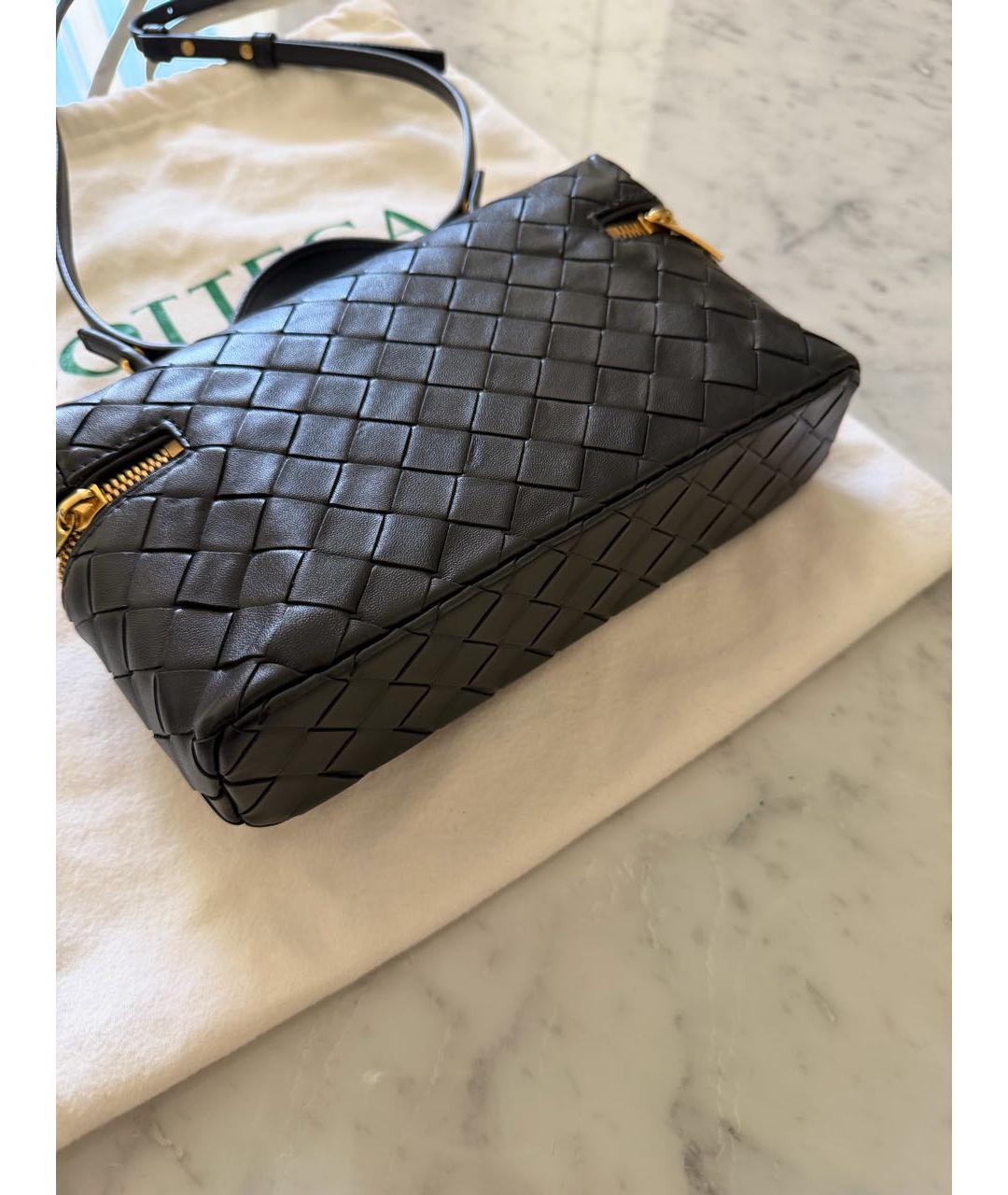 BOTTEGA VENETA Черная кожаная сумка с короткими ручками, фото 3