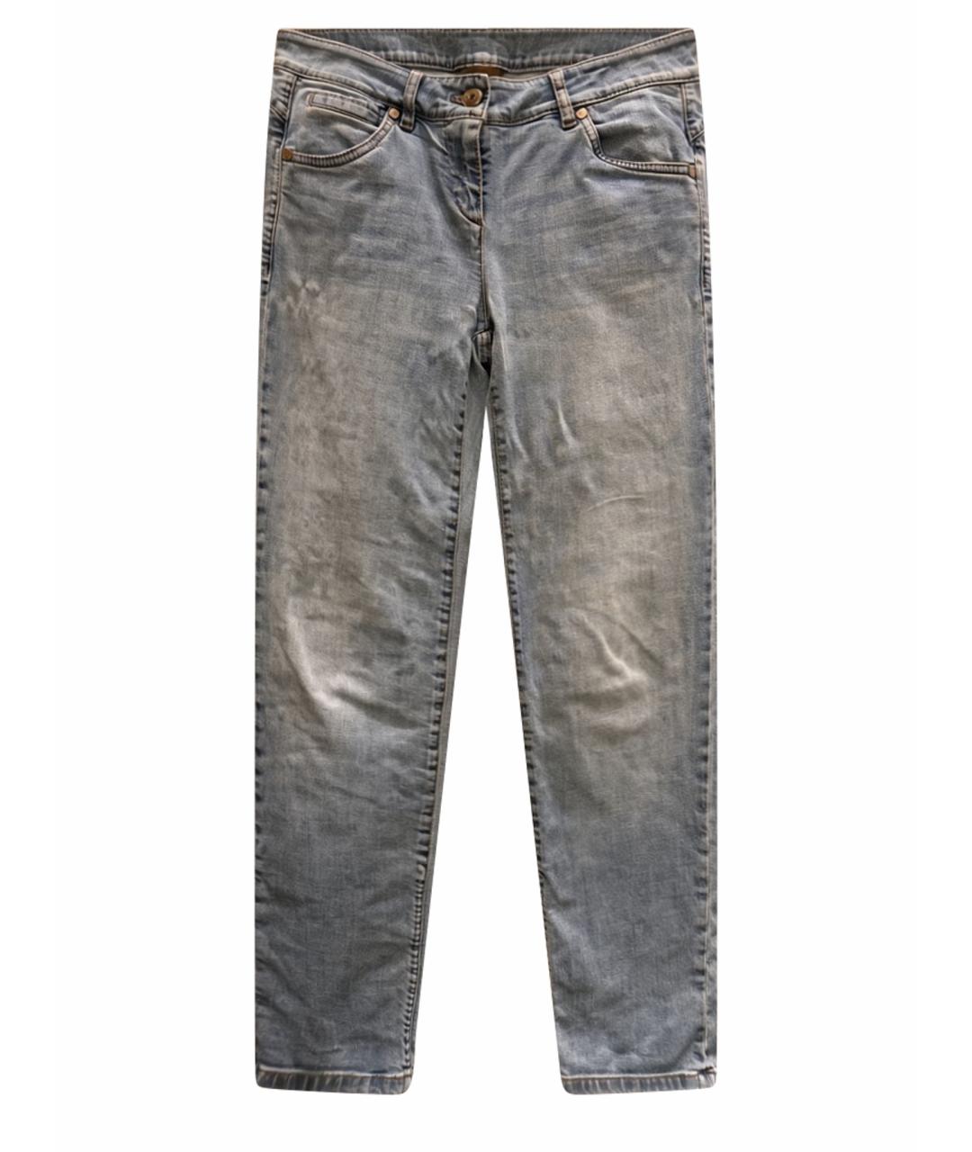BRUNELLO CUCINELLI Голубые хлопковые прямые джинсы, фото 1