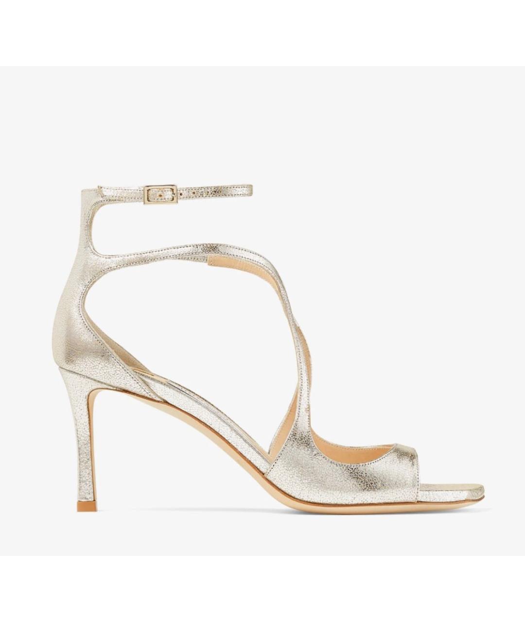 JIMMY CHOO Золотые кожаные босоножки, фото 9