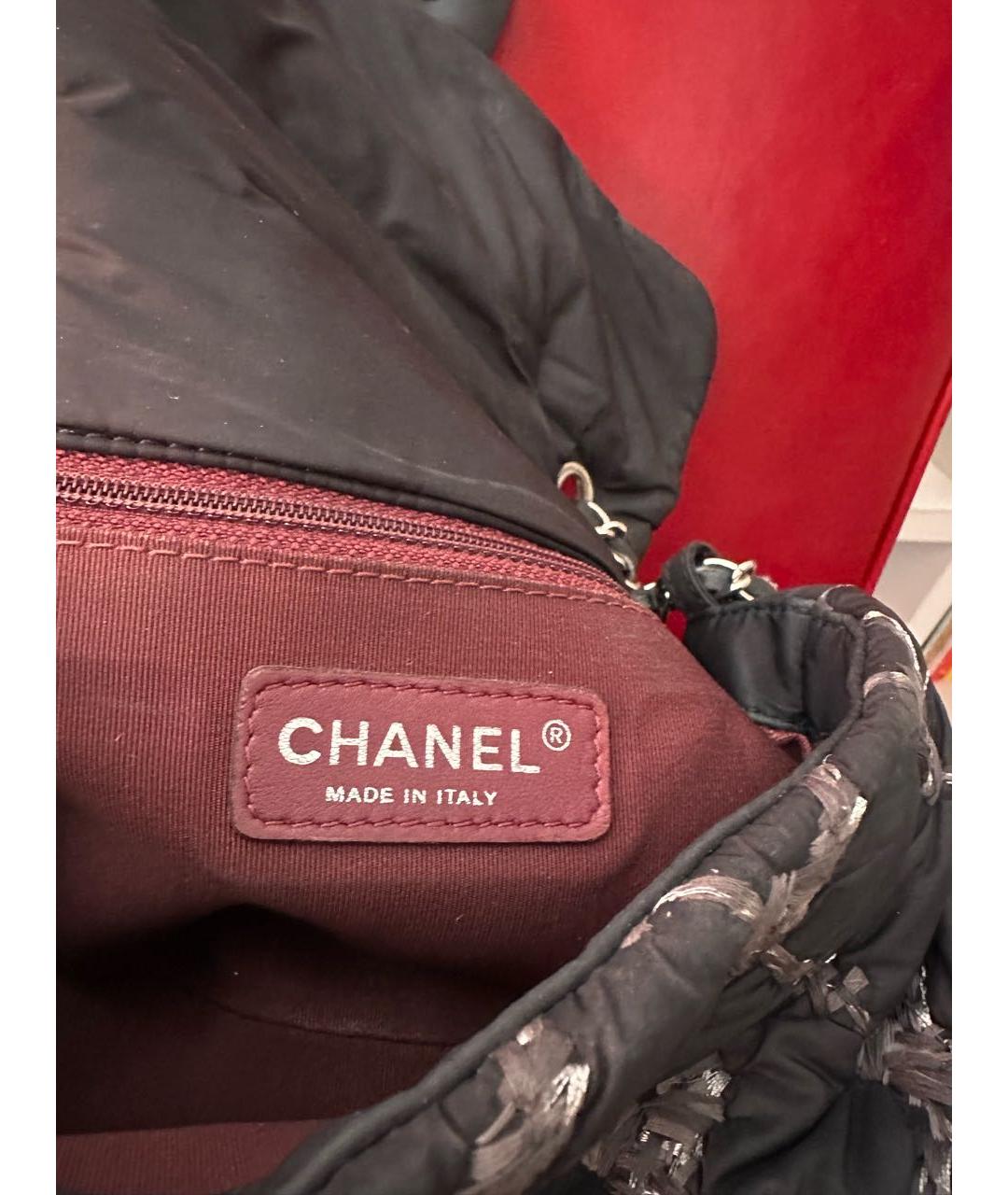 CHANEL Антрацитовая нейлоновая сумка с короткими ручками, фото 6