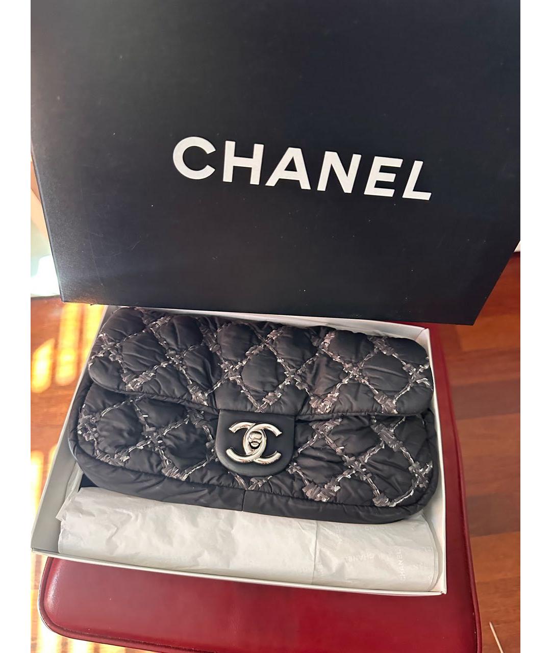 CHANEL Антрацитовая нейлоновая сумка с короткими ручками, фото 5