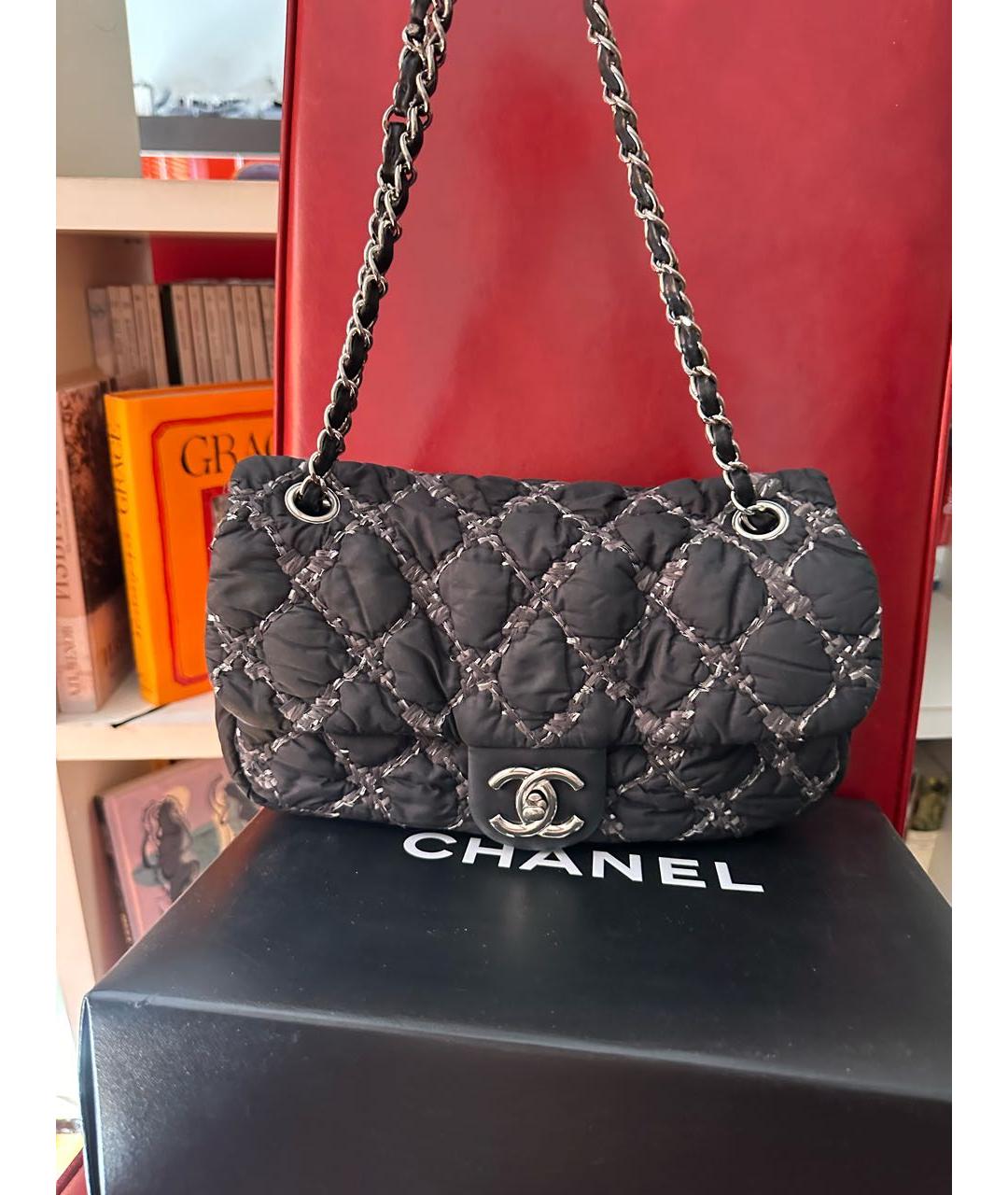 CHANEL Антрацитовая нейлоновая сумка с короткими ручками, фото 9
