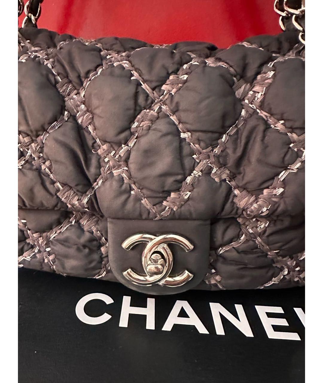 CHANEL Антрацитовая нейлоновая сумка с короткими ручками, фото 3