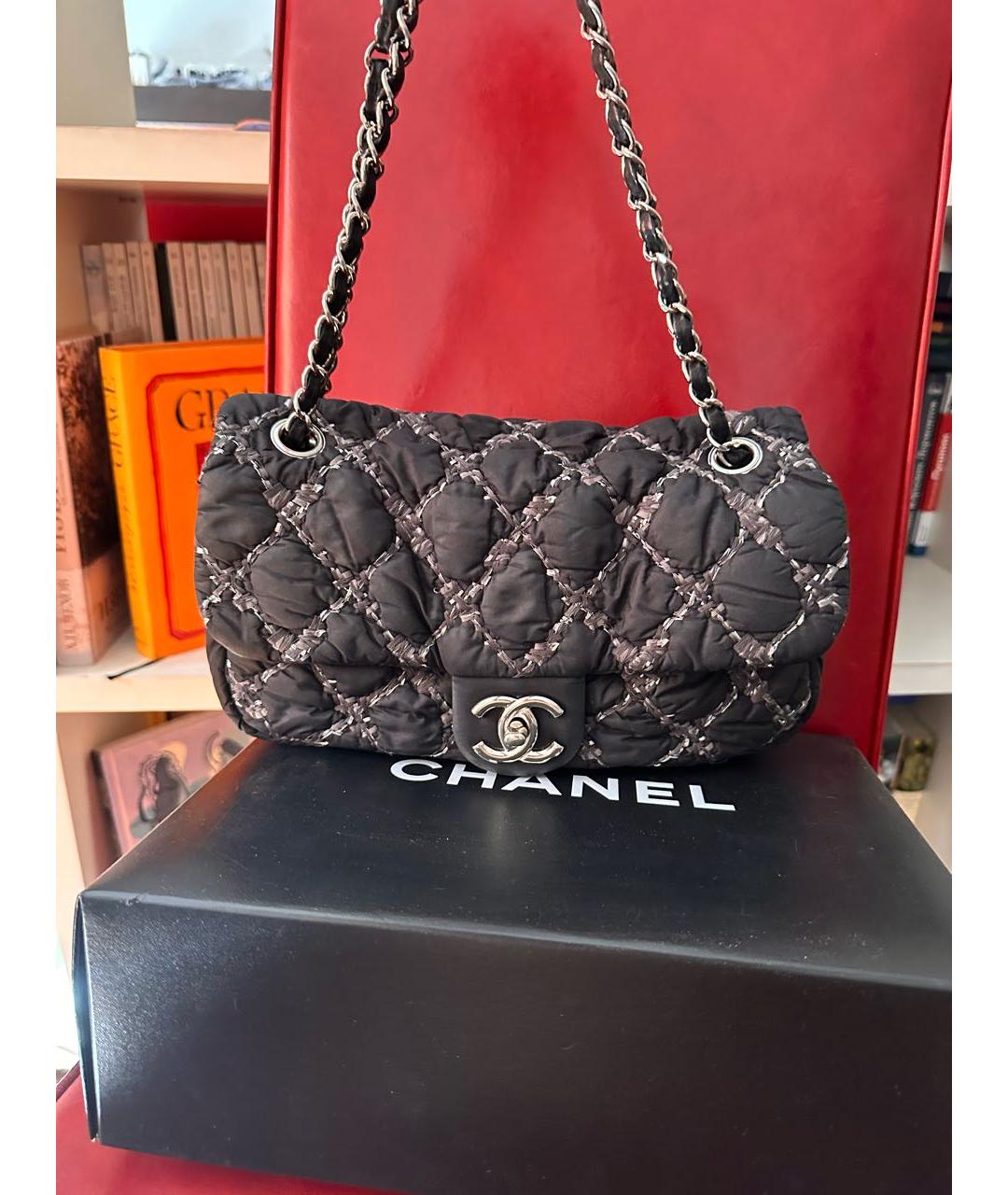 CHANEL Антрацитовая нейлоновая сумка с короткими ручками, фото 2