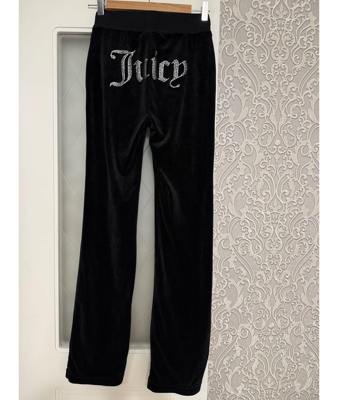 JUICY COUTURE Черные велюровые прямые брюки, фото 2