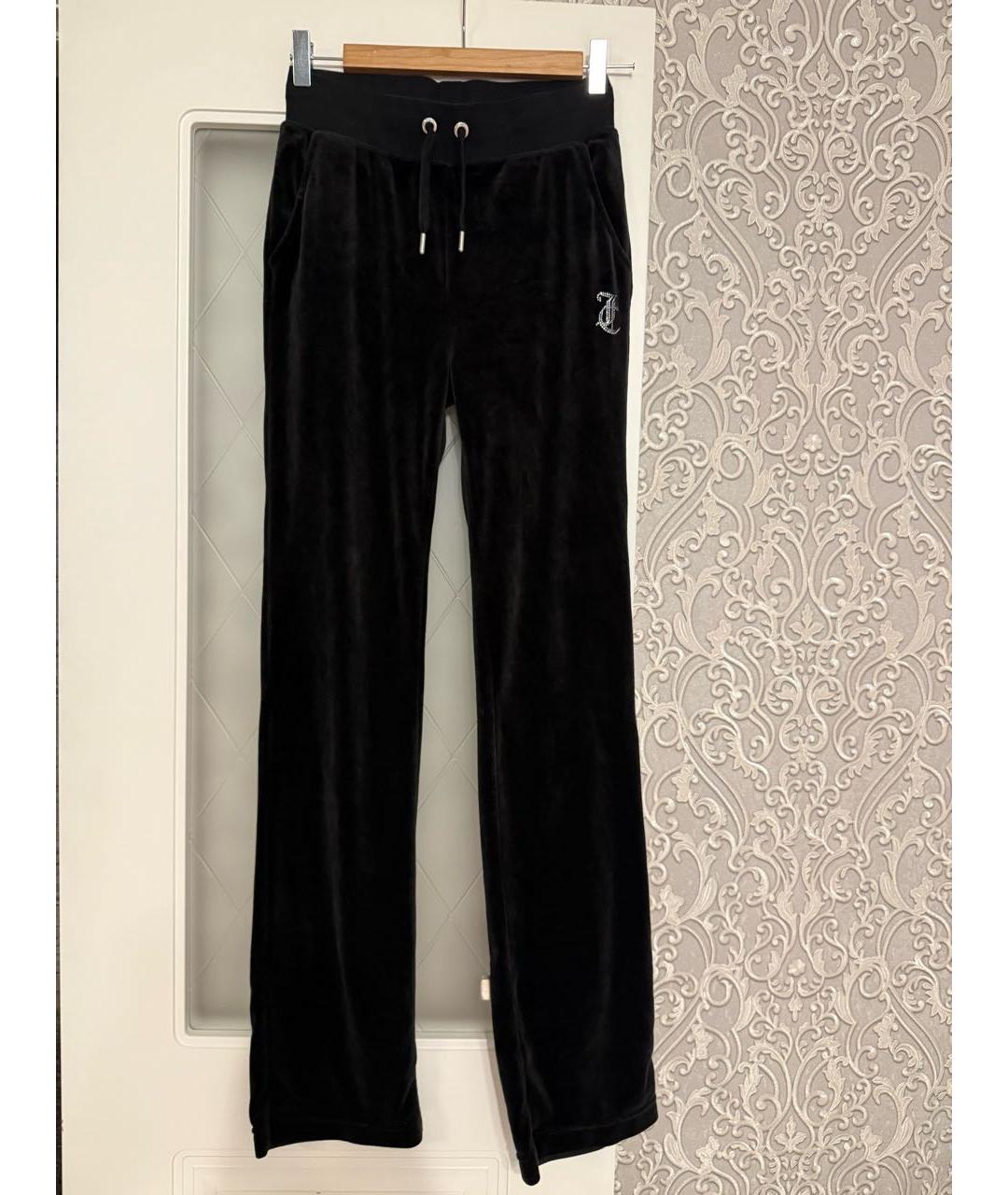 JUICY COUTURE Черные велюровые прямые брюки, фото 6