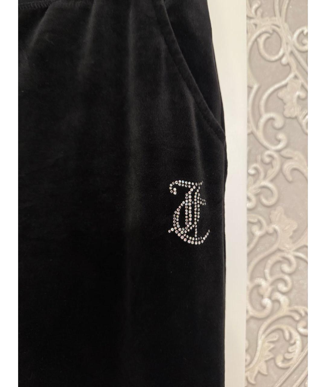 JUICY COUTURE Черные велюровые прямые брюки, фото 4