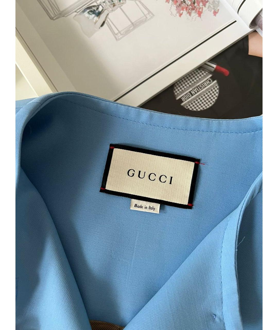 GUCCI Голубой шелковый жилет, фото 6