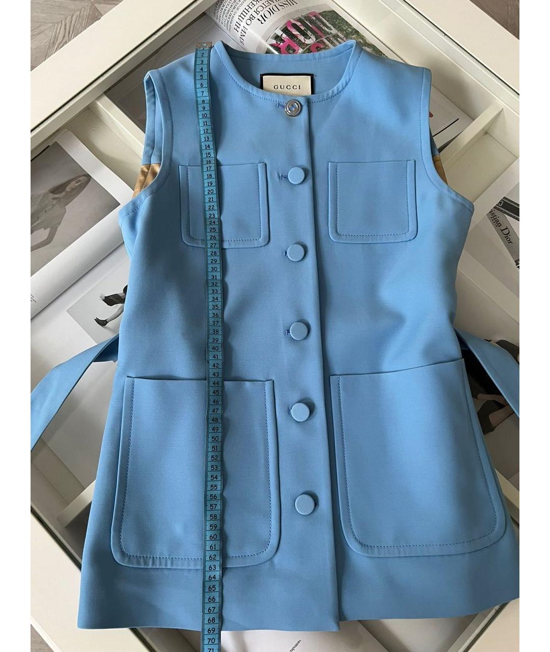 GUCCI Голубой шелковый жилет, фото 3