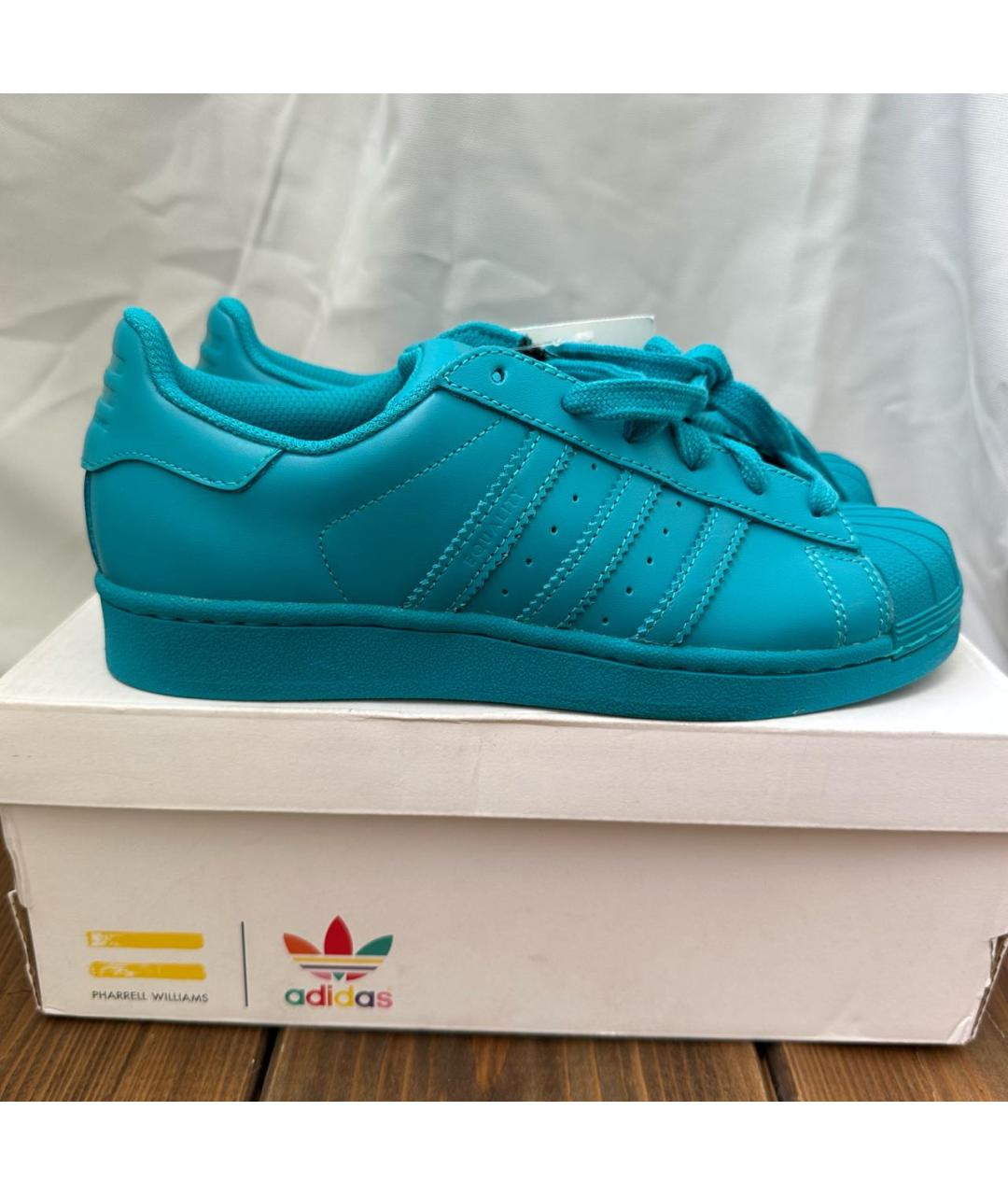 ADIDAS Бирюзовые кожаные кроссовки, фото 9