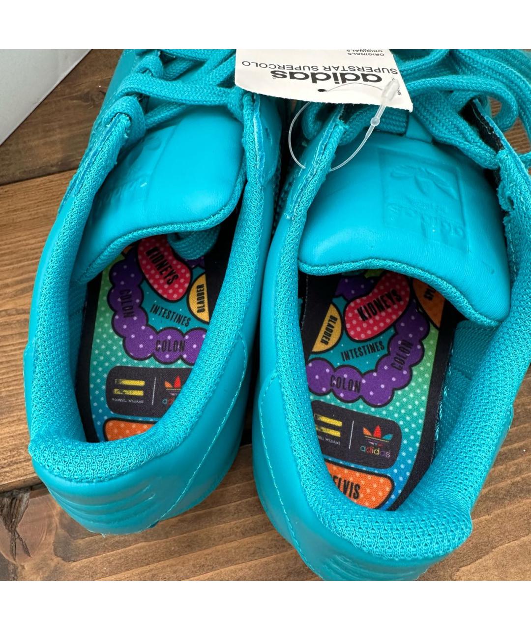 ADIDAS Бирюзовые кожаные кроссовки, фото 4