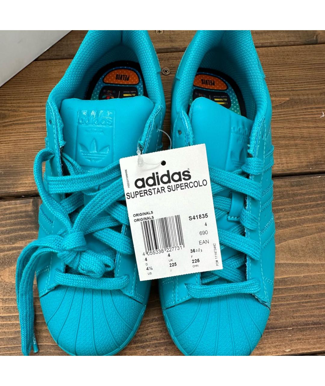 ADIDAS Бирюзовые кожаные кроссовки, фото 3