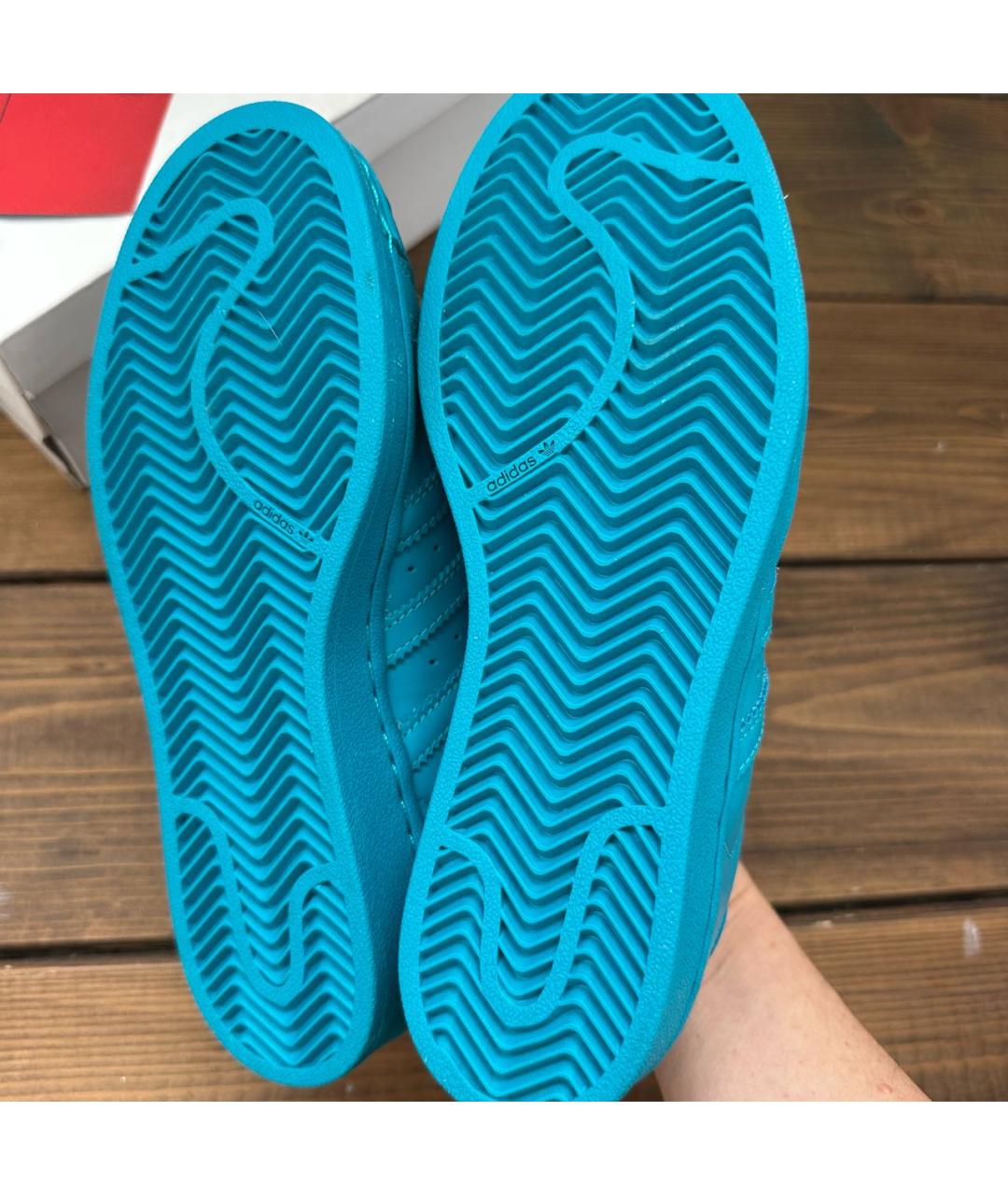 ADIDAS Бирюзовые кожаные кроссовки, фото 5