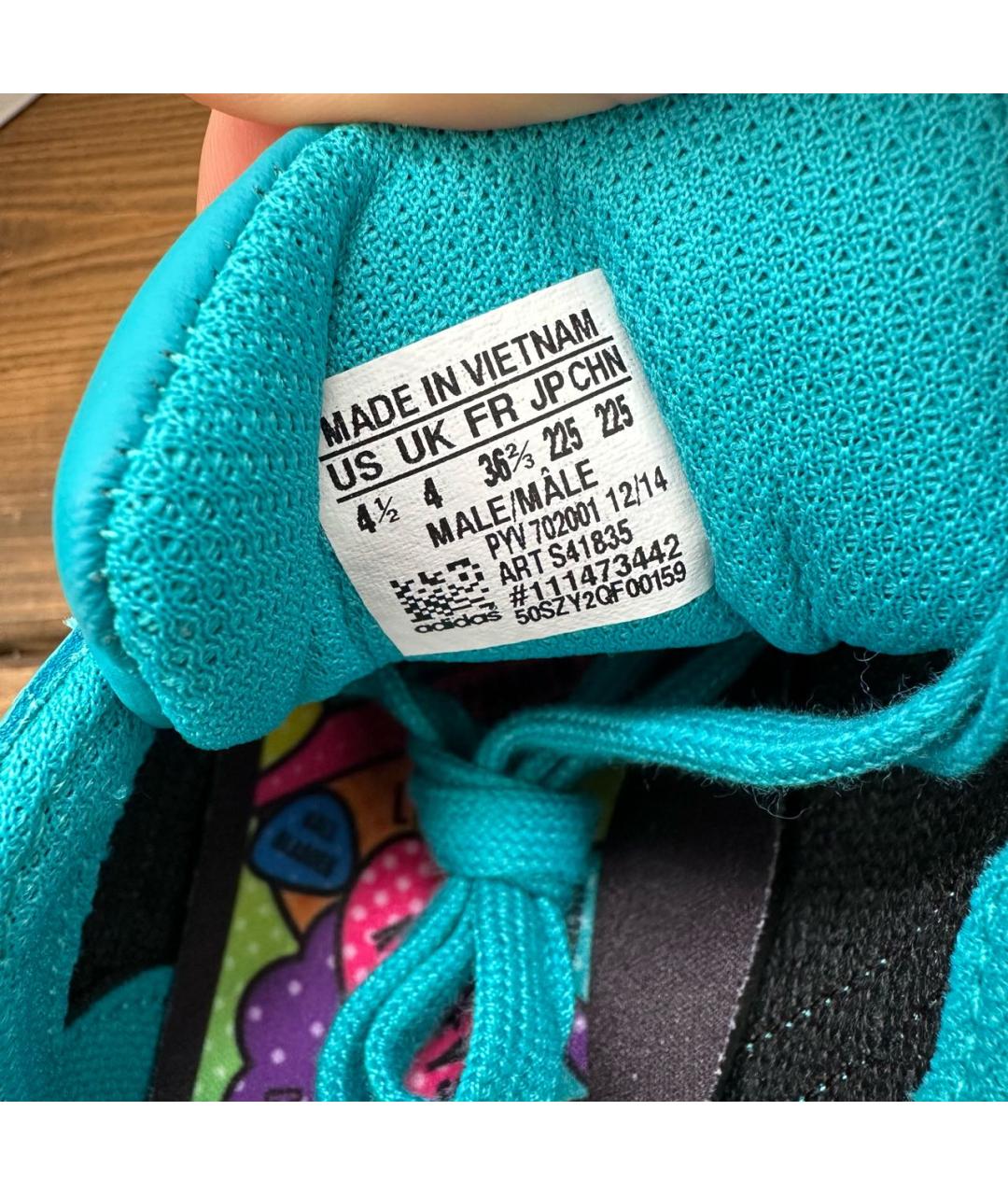 ADIDAS Бирюзовые кожаные кроссовки, фото 6