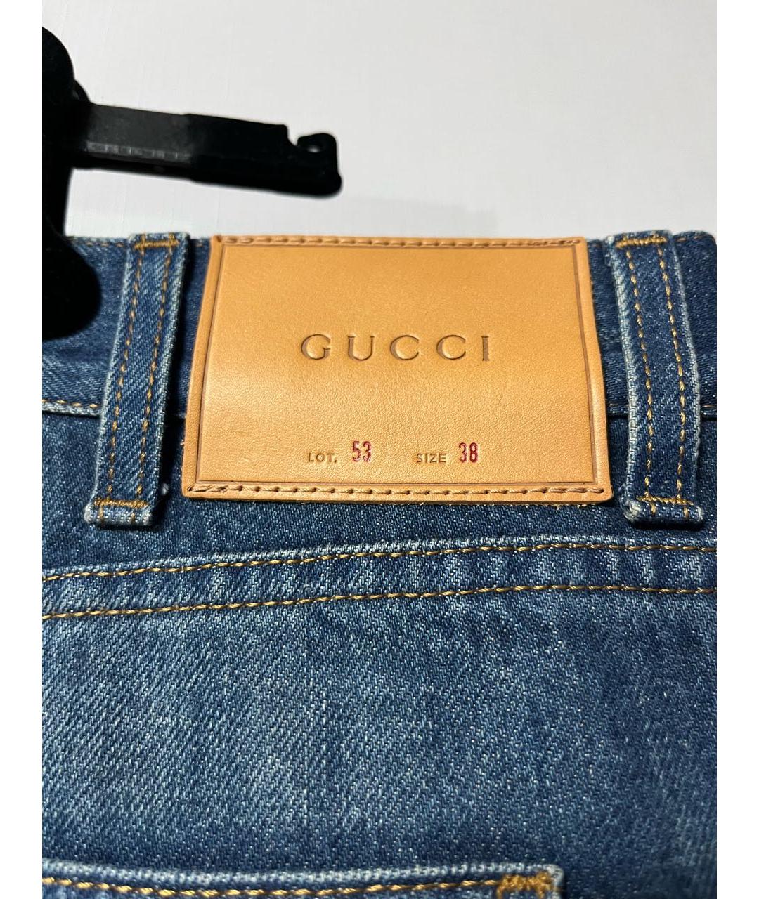 GUCCI Синие хлопковые прямые джинсы, фото 5