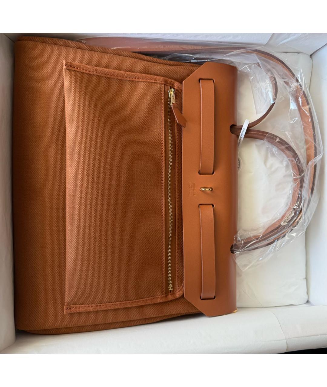 HERMES Коричневая сумка через плечо из канвы, фото 2