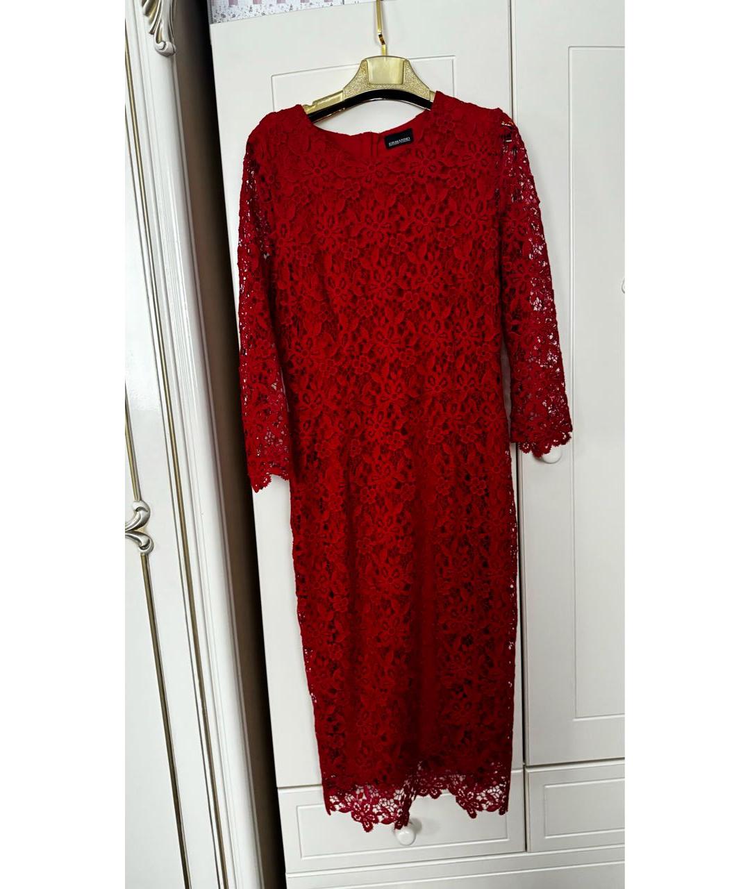 ERMANNO SCERVINO Красное кружевное коктейльное платье, фото 4