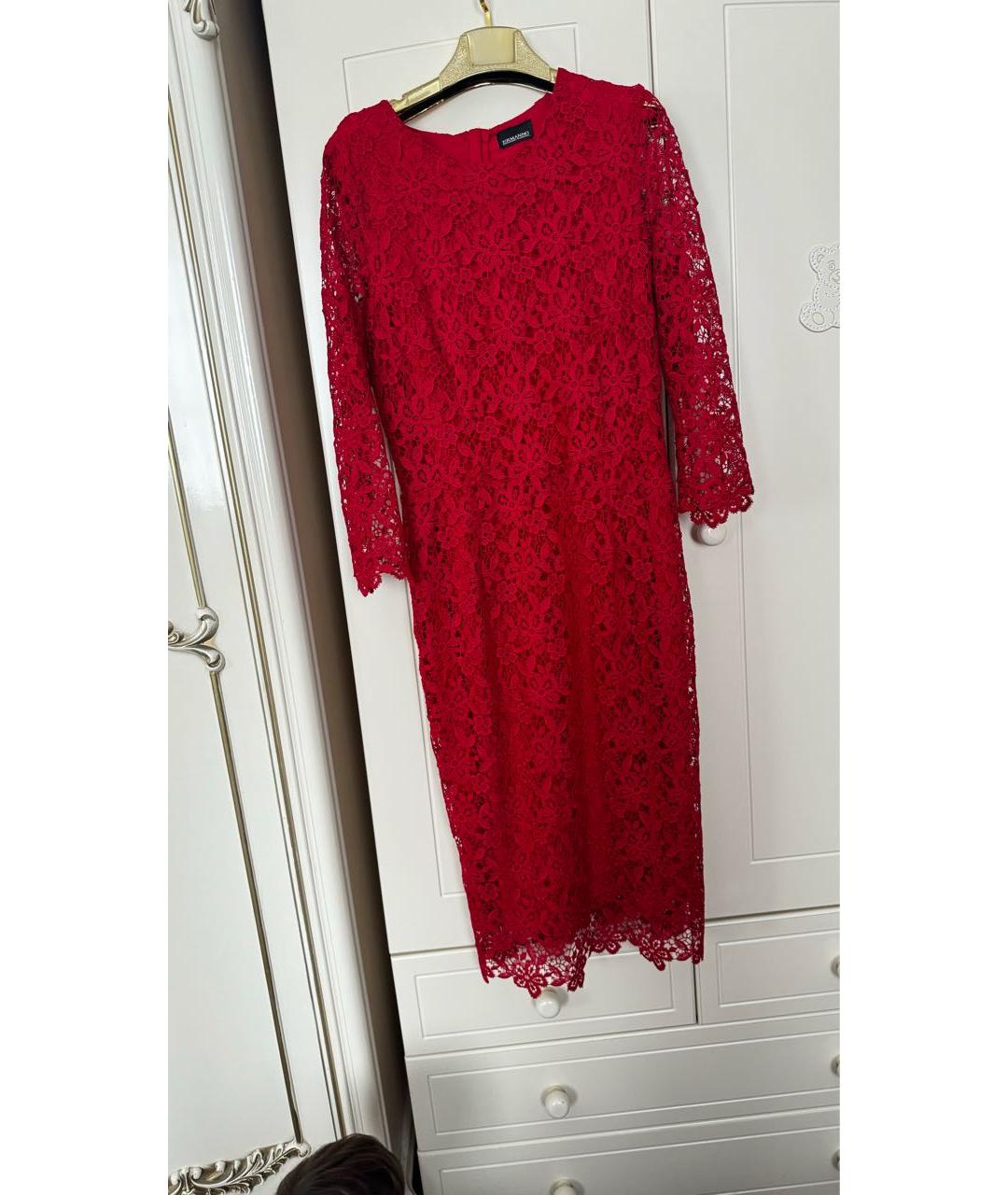 ERMANNO SCERVINO Красное кружевное коктейльное платье, фото 2